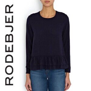 Rodebjer Lindy Blue Pablum Frill Long Sleeve Ruffle Tunic